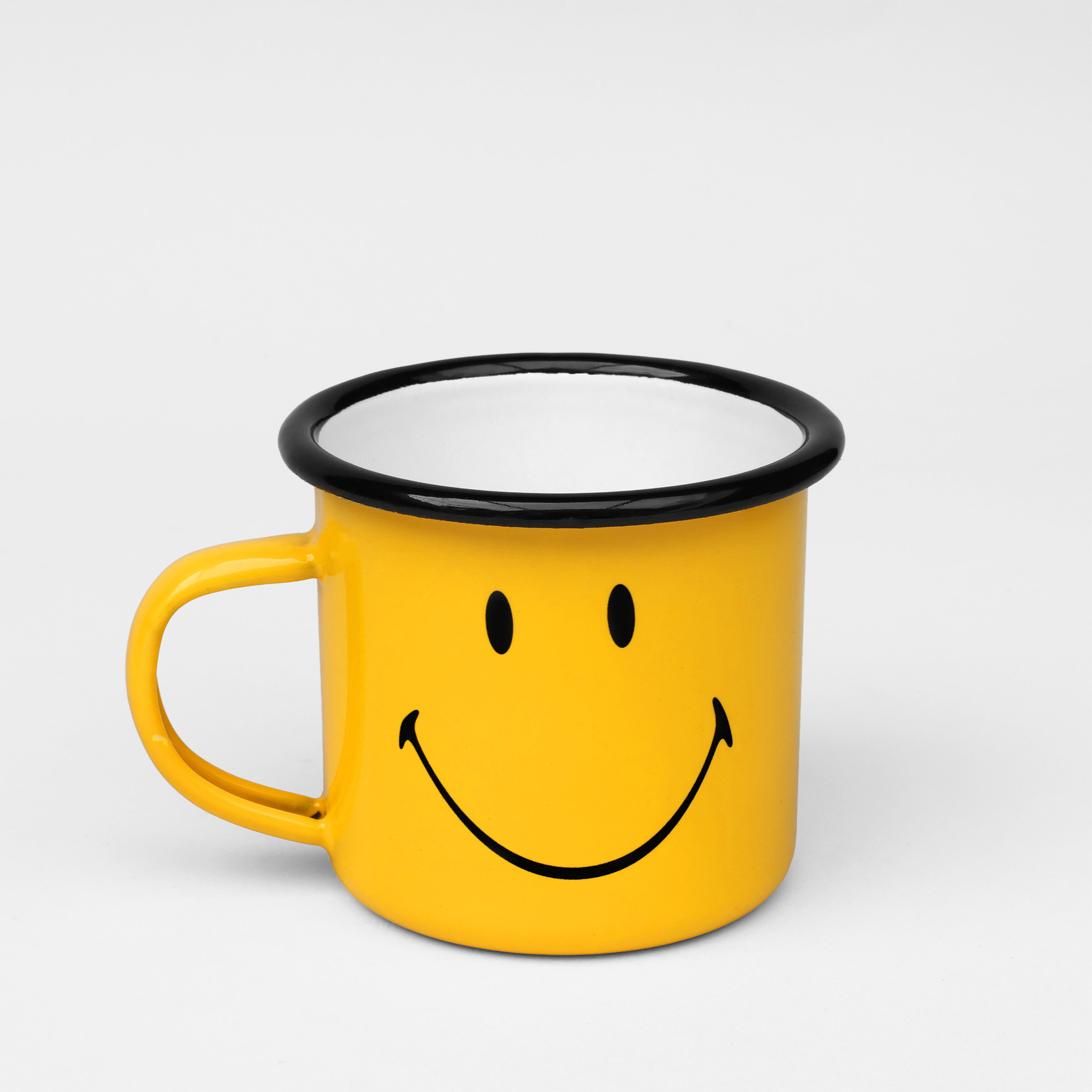 smiley happy camper enamel mug
