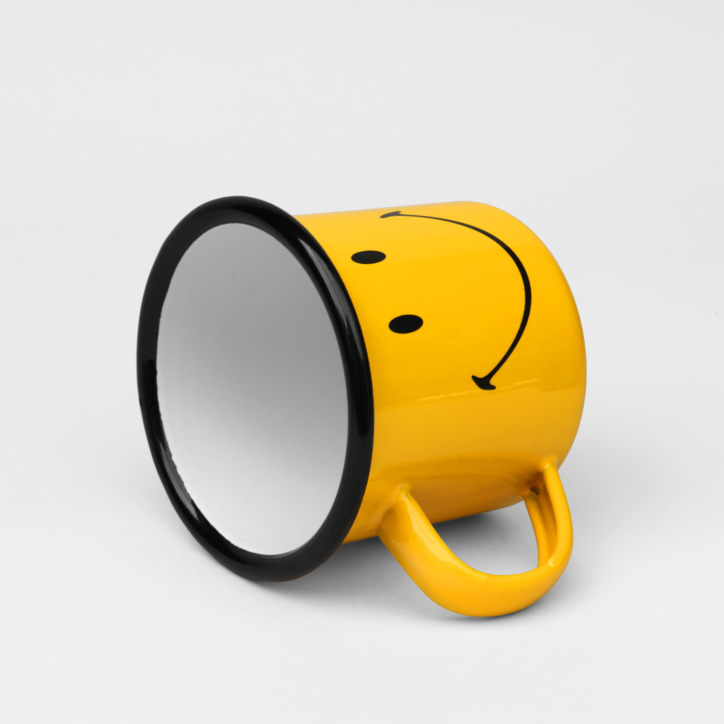 smiley happy camper enamel mug