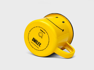 smiley happy camper enamel mug