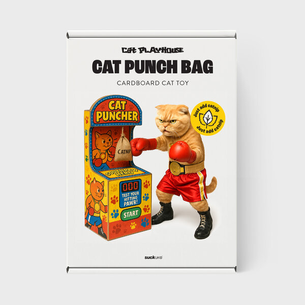Cat Punch Bag | Cardboard arcade strength test.