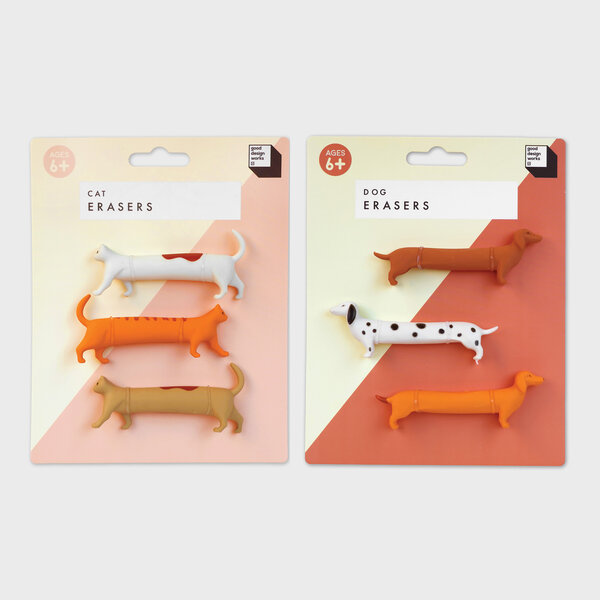 Cat & Dog Erasers | Cute set of colourful animal erasers.