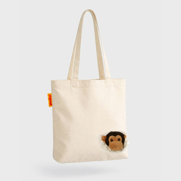 Peeky Monkey | Chimp Head Tote Bag.