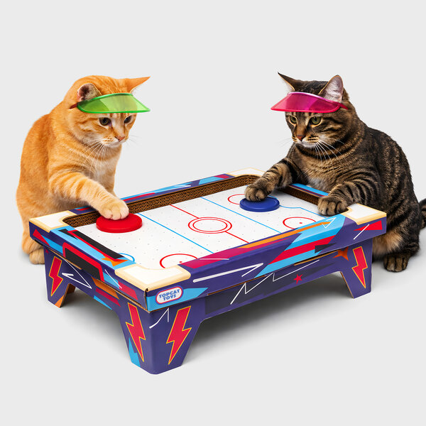 Cat Air Hockey | Cardboard arcade air hockey for cats