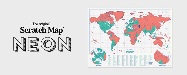 Coral Neon Scratch Map