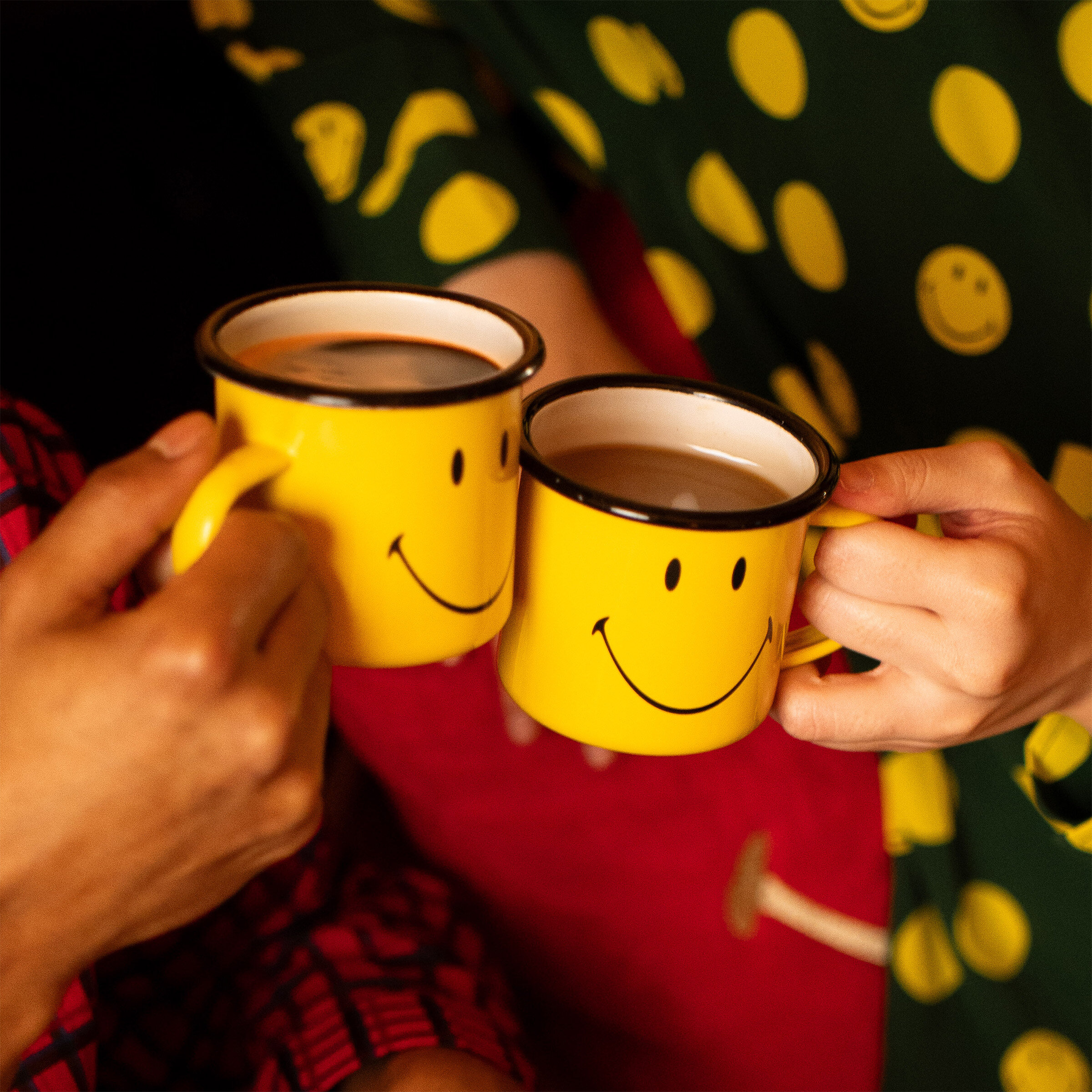 smiley happy camper enamel mug