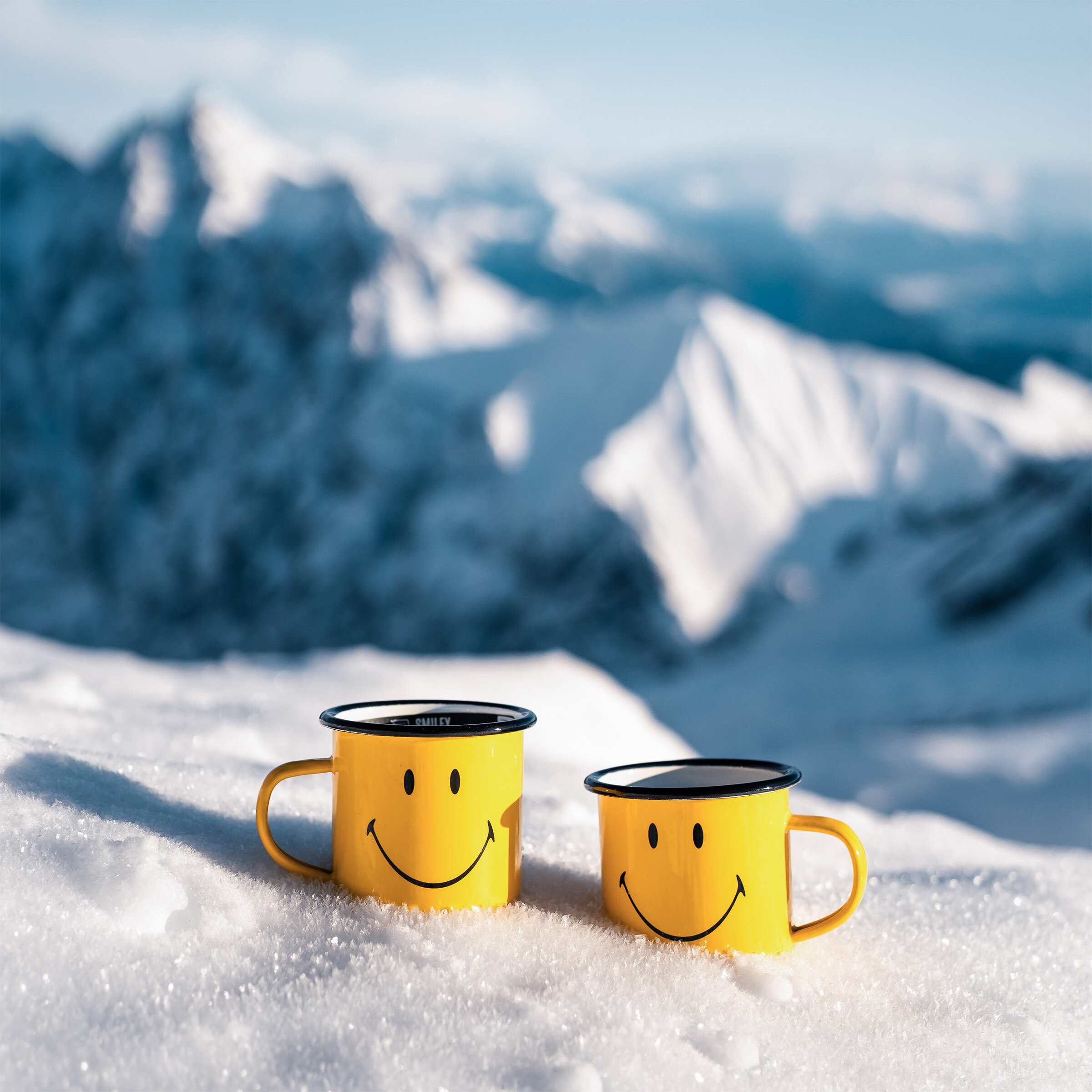 smiley happy camper enamel mug