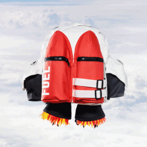 jetpack backpack rocket in space clouds