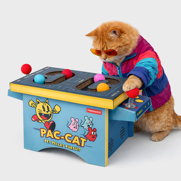 Cat Arcade | Cardboard arcade machine cat toy.