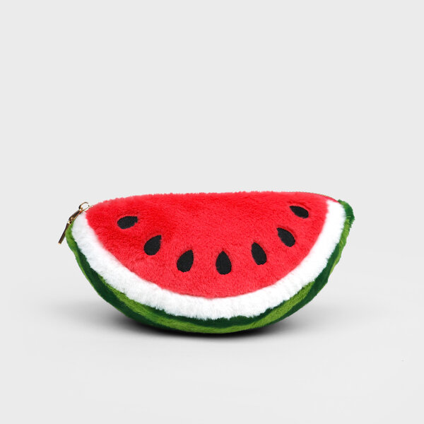 Plush Watermelon Zip Pouch | Squishy melon zip-up case.