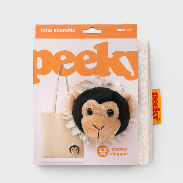 Peeky Monkey | Chimp Head Tote Bag.
