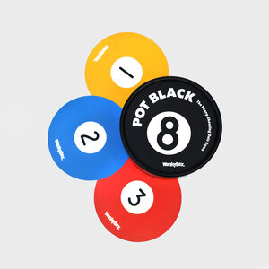 Pot Black, pool trivia game, coloured pool balls, 8 ball, quiz card game