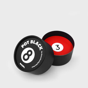 Pot Black, pool ball trivia game, 8 ball, red pool ball, trivia card game