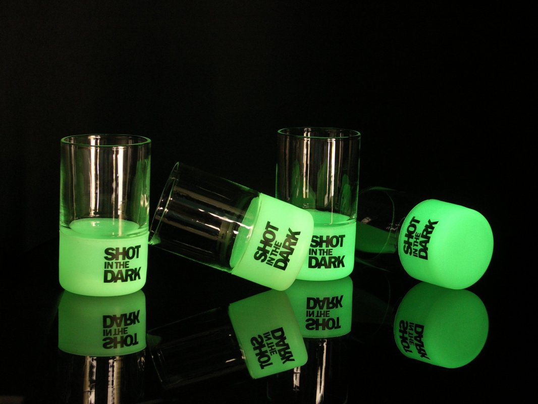 Shot In The Dark Glasses Shot Glasses that glow in the dark.