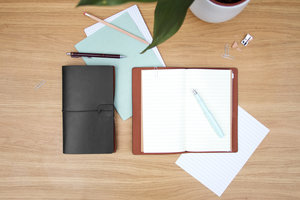 Black and brown faux leather notebooks 