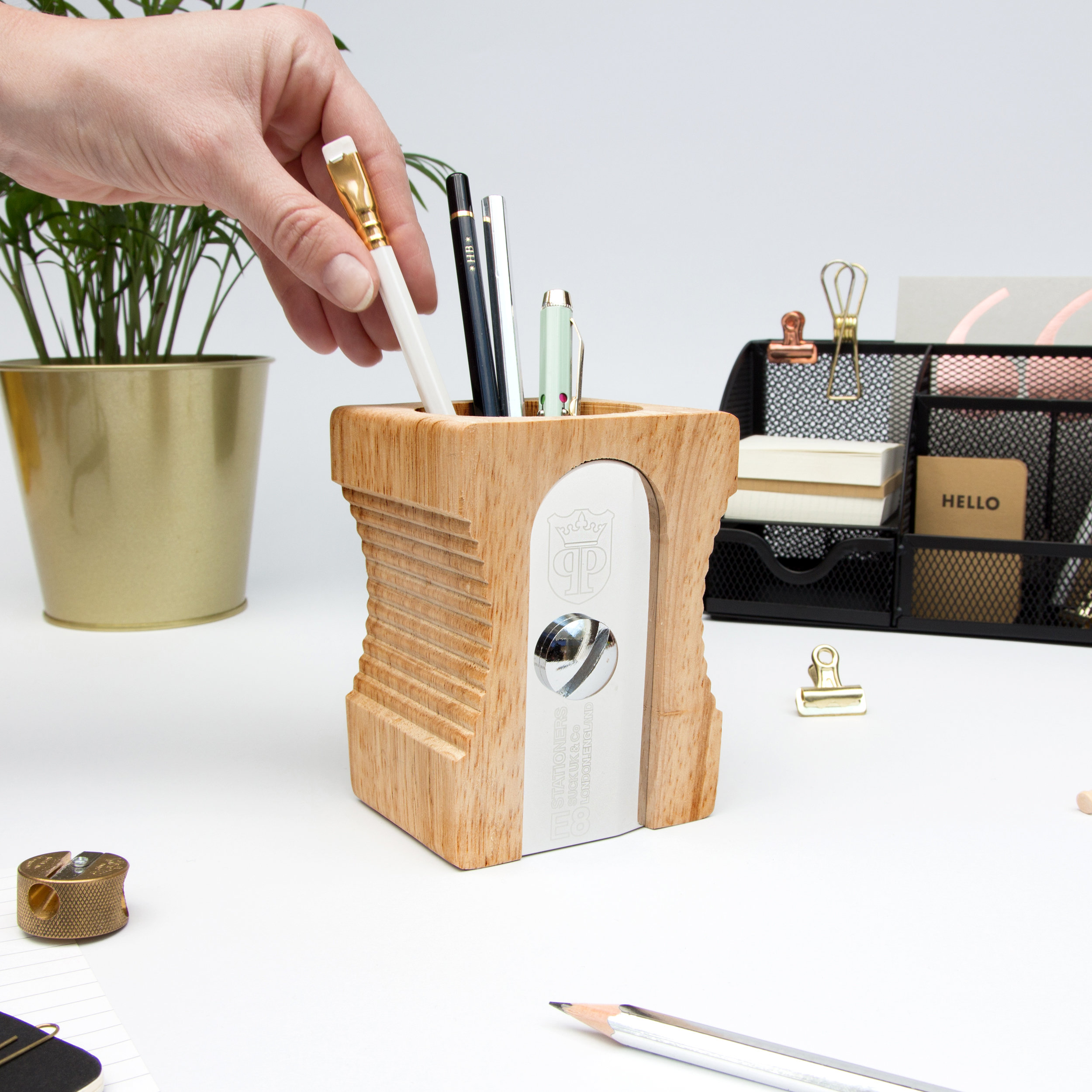 Sharpener Desk Tidy in light wood