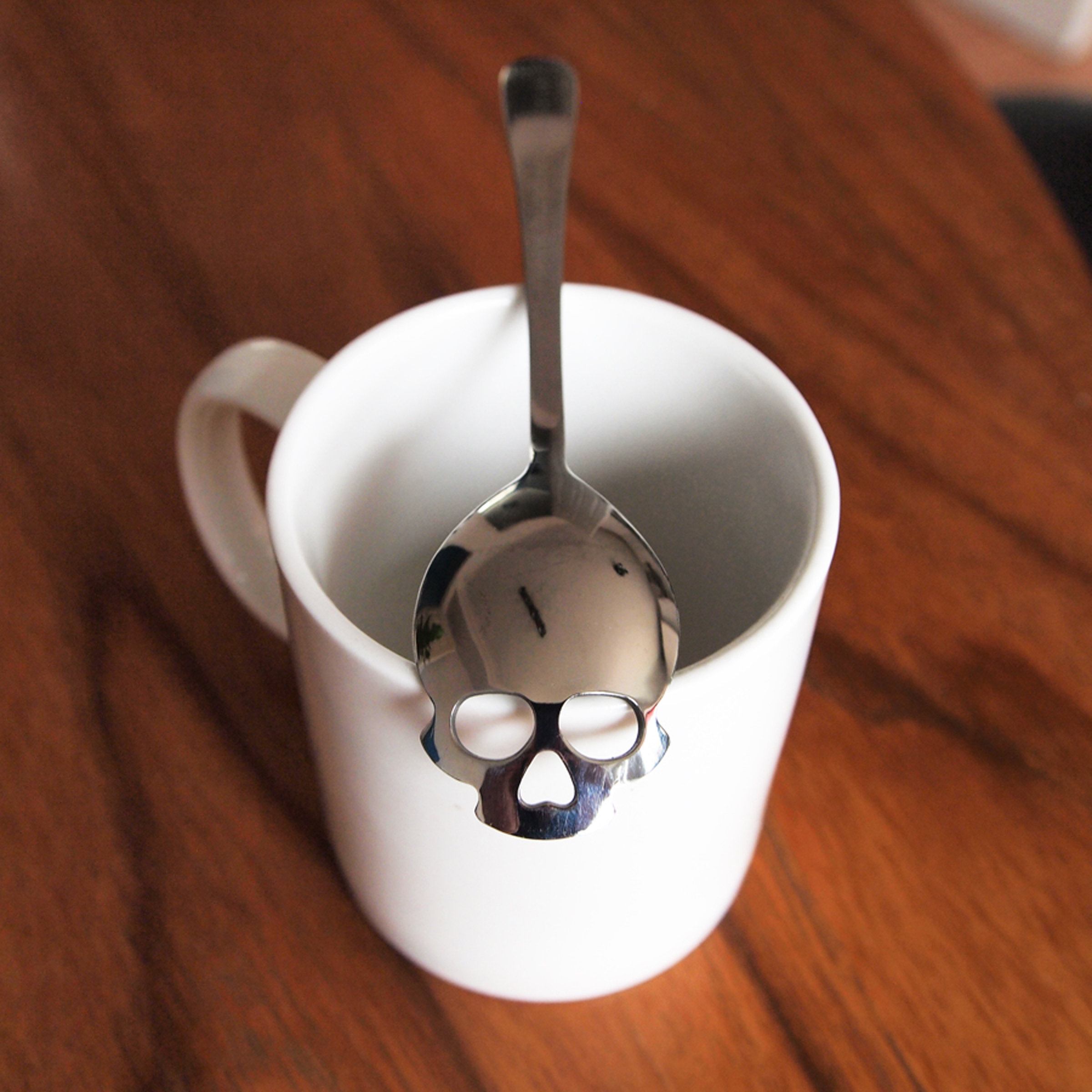 Skull Sugar Spoon Stainless Steel Fun Tea Coffee Cutlery Gift UK 