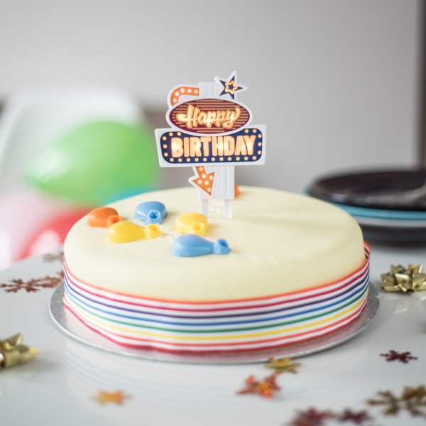 Flashing Cake Topper Retro Neon Sign Creates Dazzling Cake
