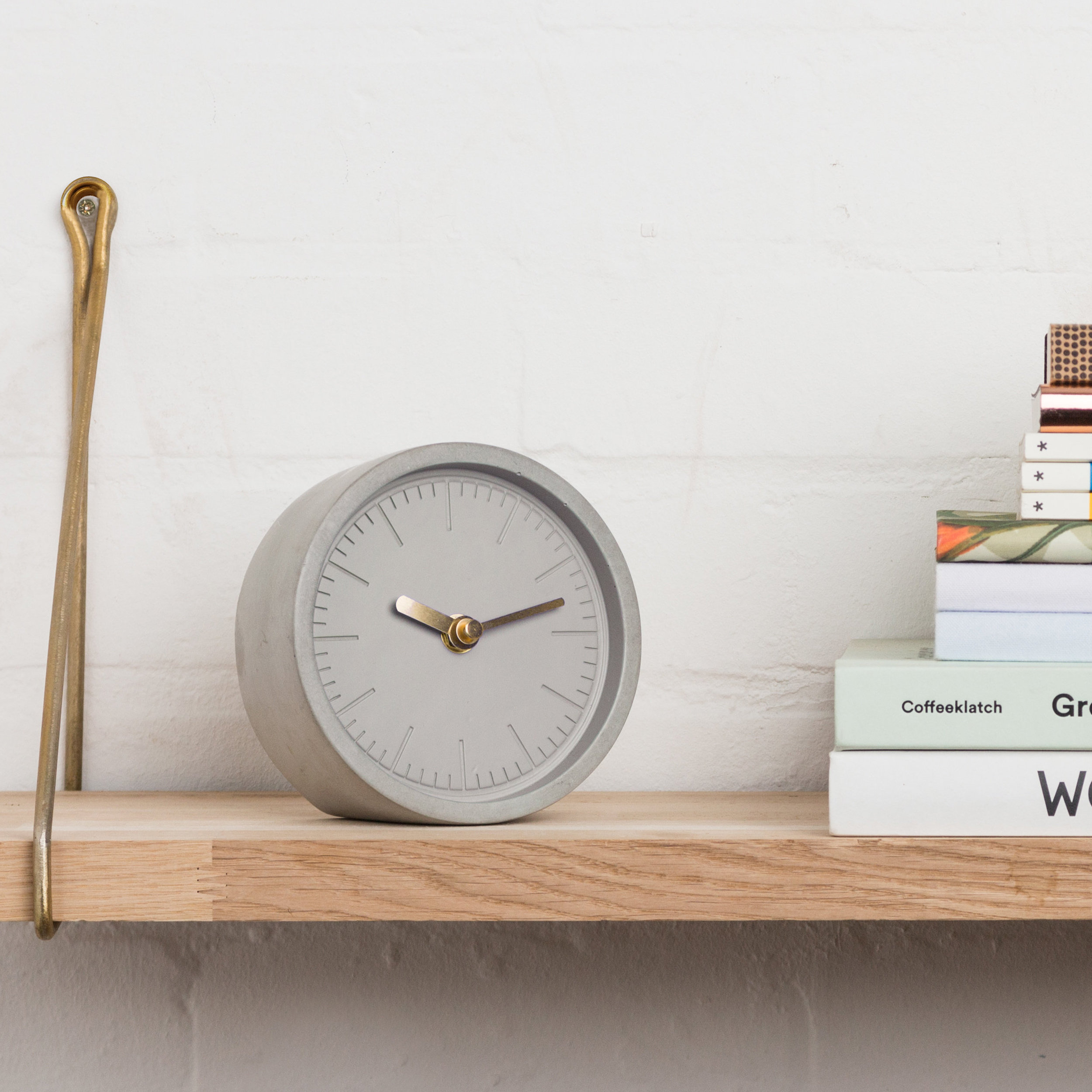 Concrete Clock on Shelf