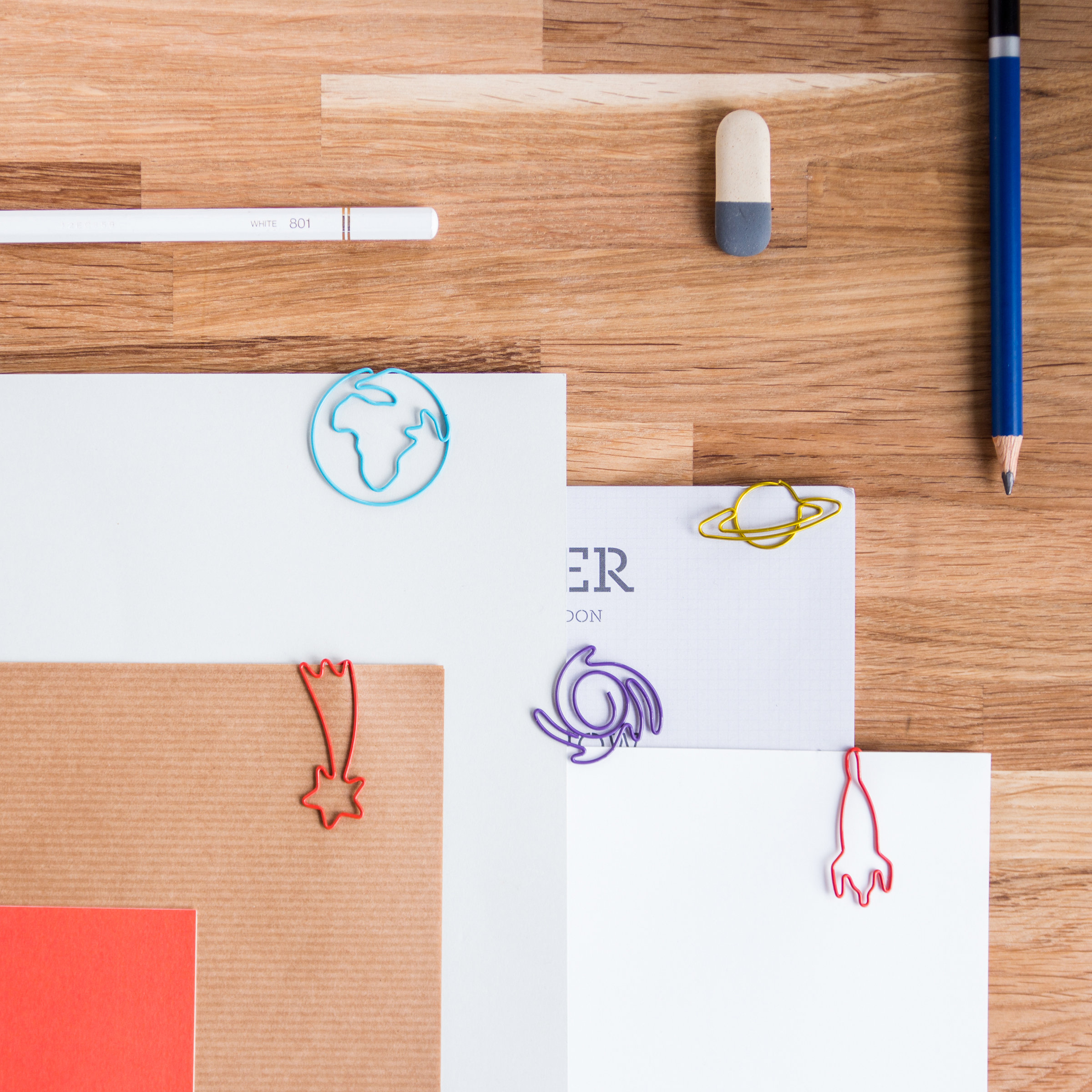 Brightly coloured paper clips