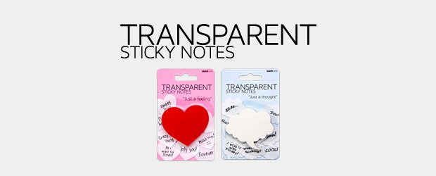 Suck UK Transparent Heart Shaped Sticky Notes