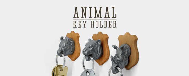SUCK UK Animal Head Key Holder-Bull Silver Tan