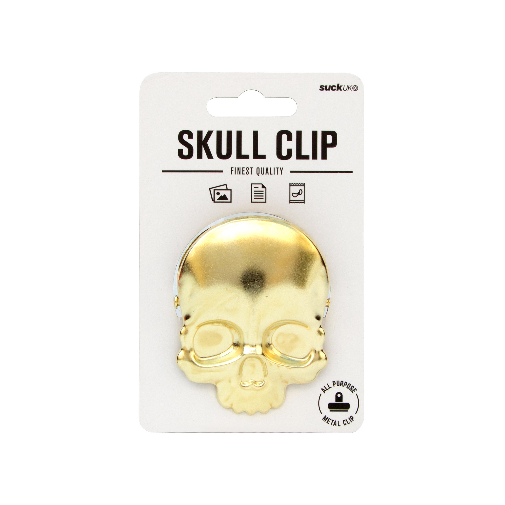 Brass skull clip for sealing food and organising paperwork