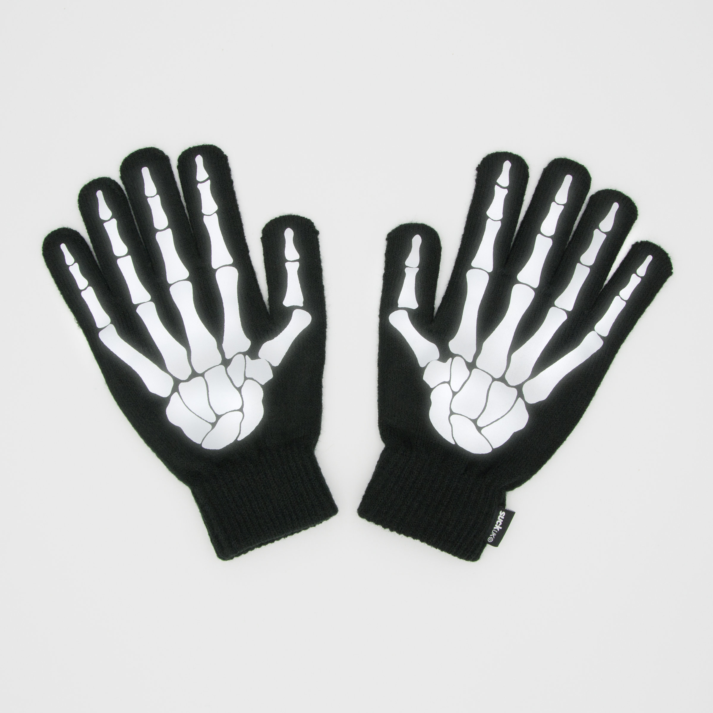 Skeleton Print Reflective Gloves 