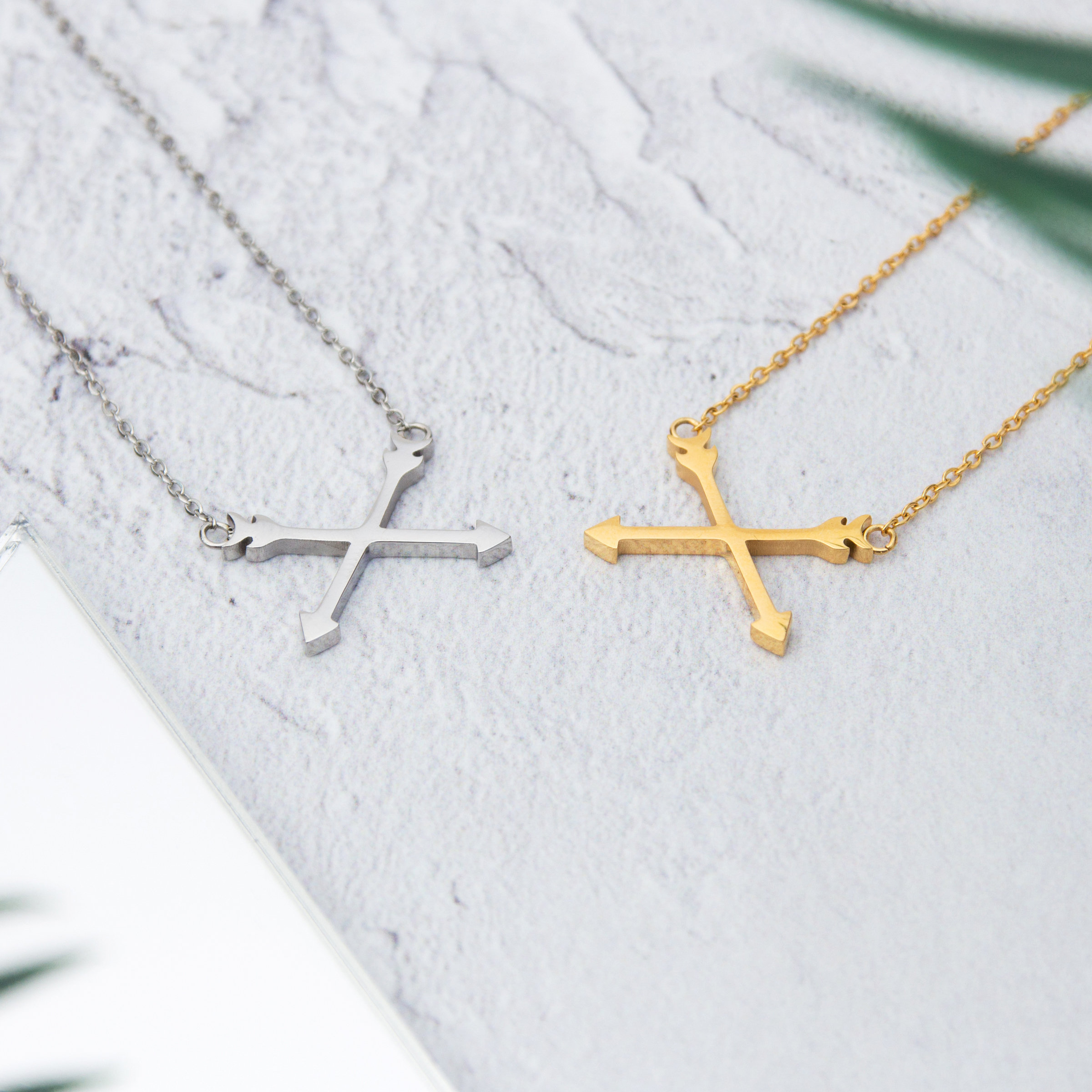 Kuku gold and silver arrow necklace