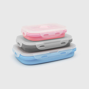 Collapsible lunchboxes in pink, grey and blue