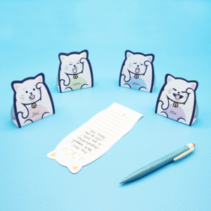 Fold up lucky cat message pads video