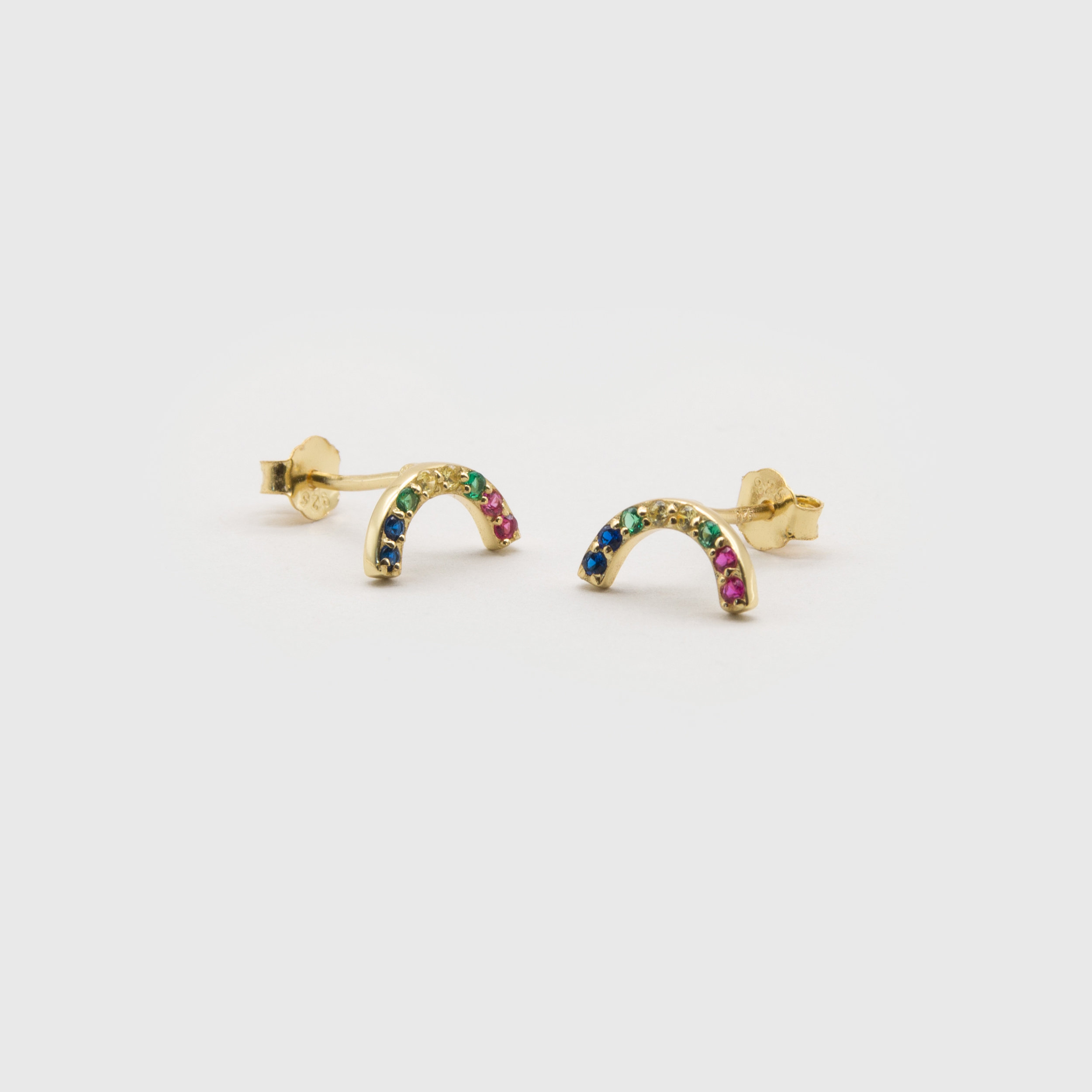 Kuku gold rainbow earrings with colourful stones
