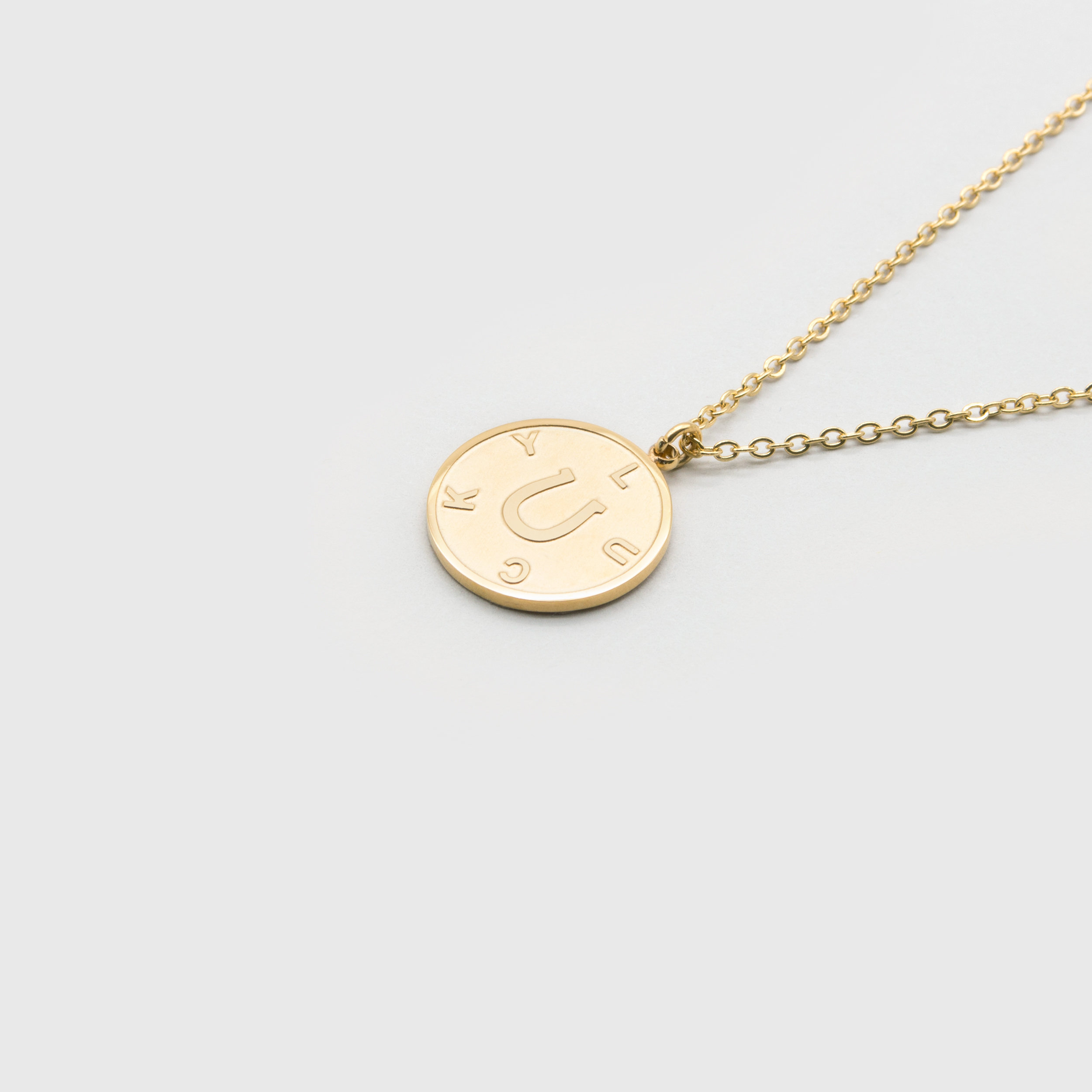 Kuku lucky gold coin necklace with horseshoe