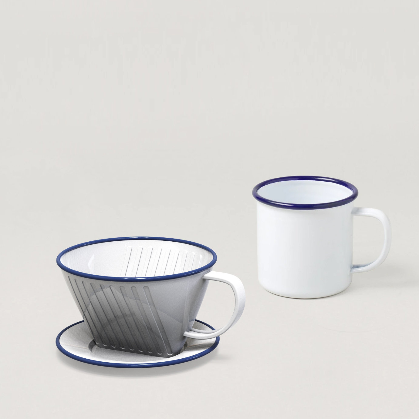 Enamel Coffee mug and filter cone