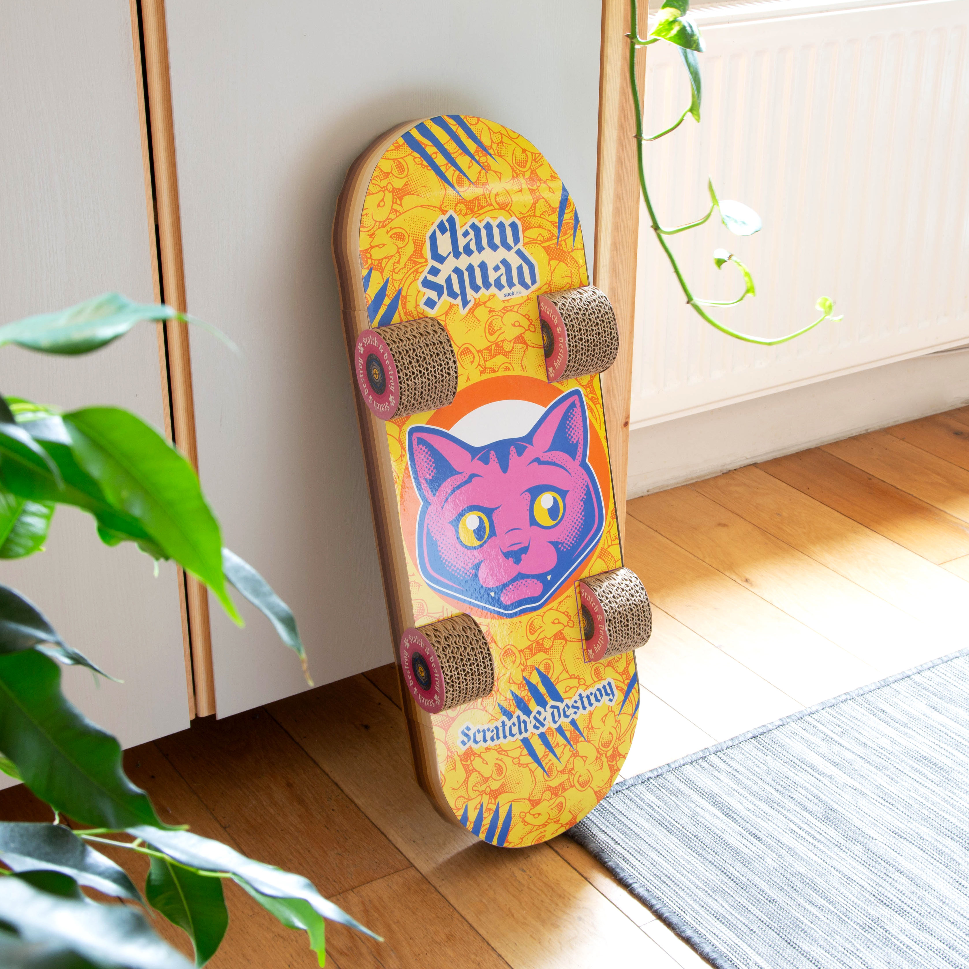 Cardboard cat skateboard