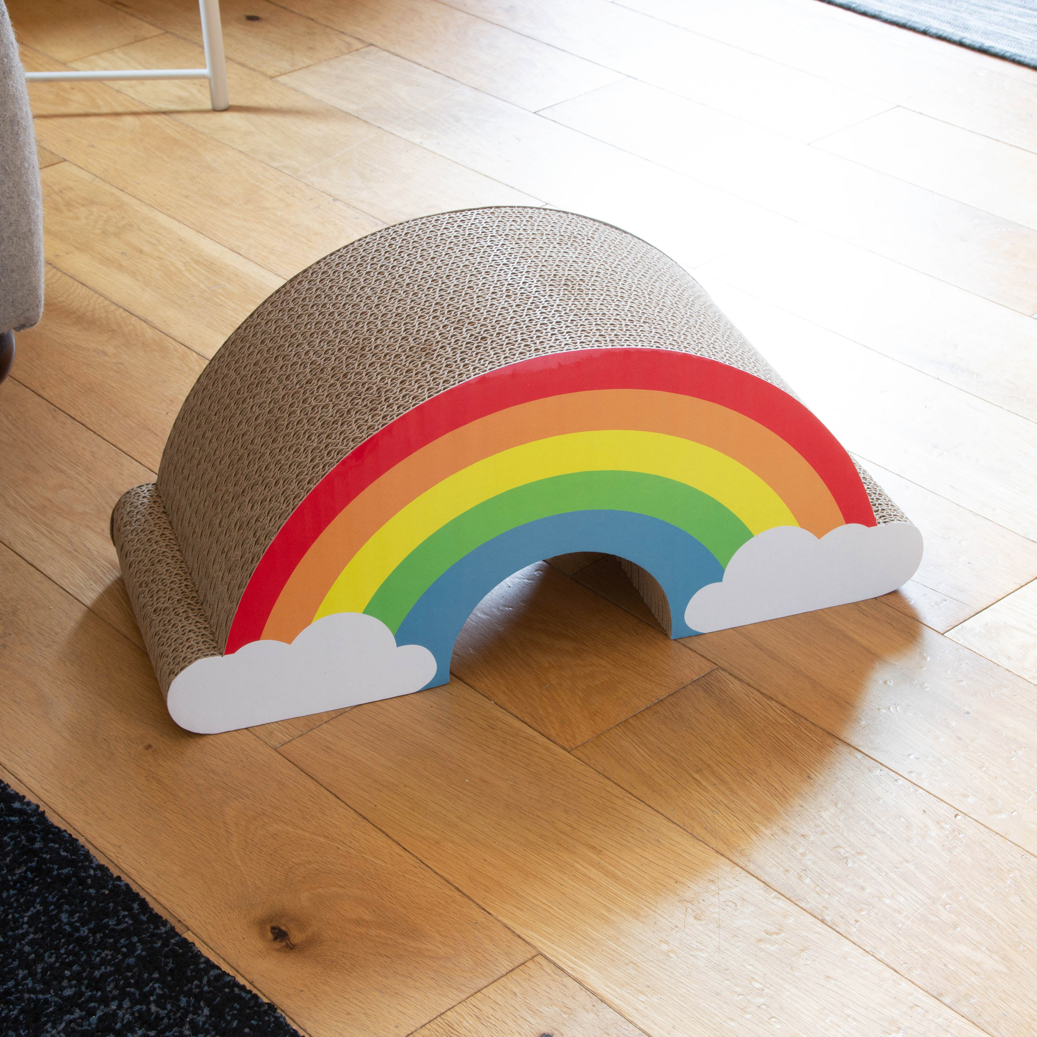 Cat scratch rainbow in living room