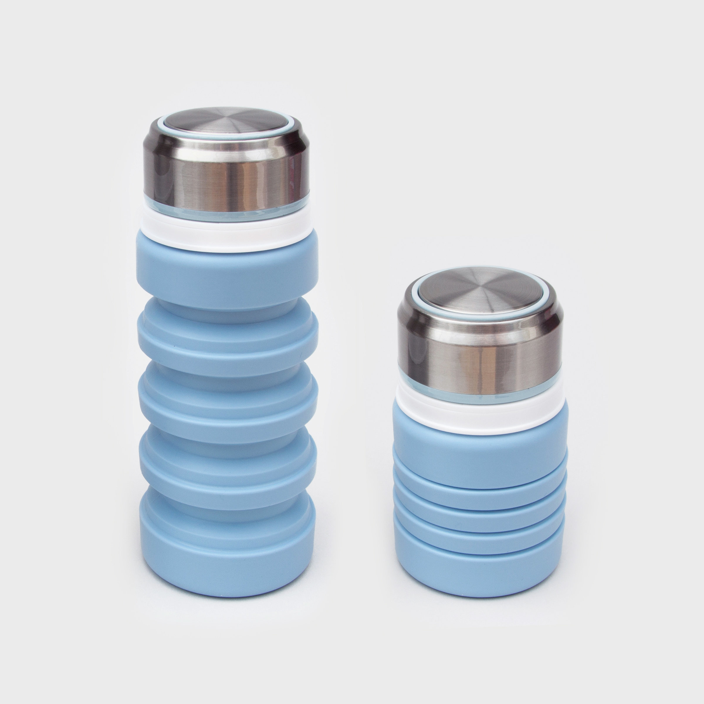 Collapsible rubber water bottle in blue