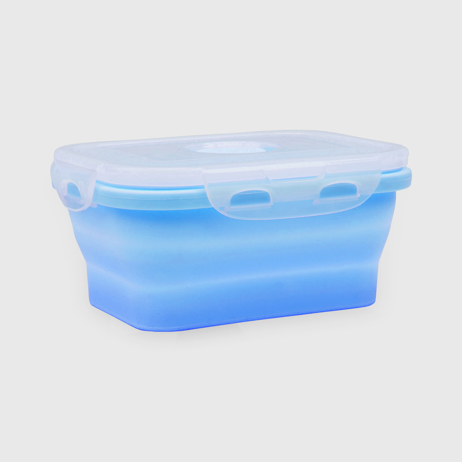 Collapsible silicone lunchbox in blue