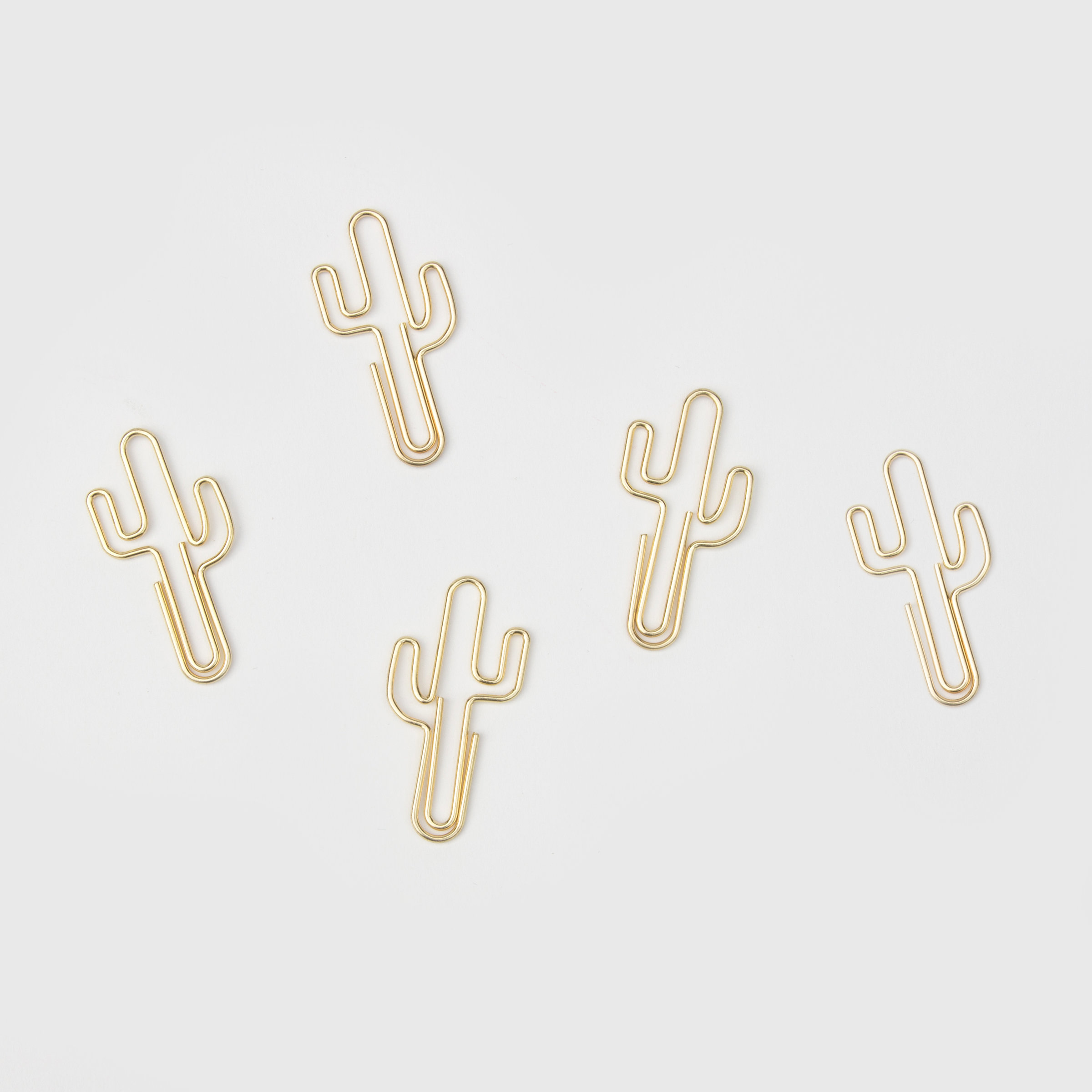 Gold cactus paper clips