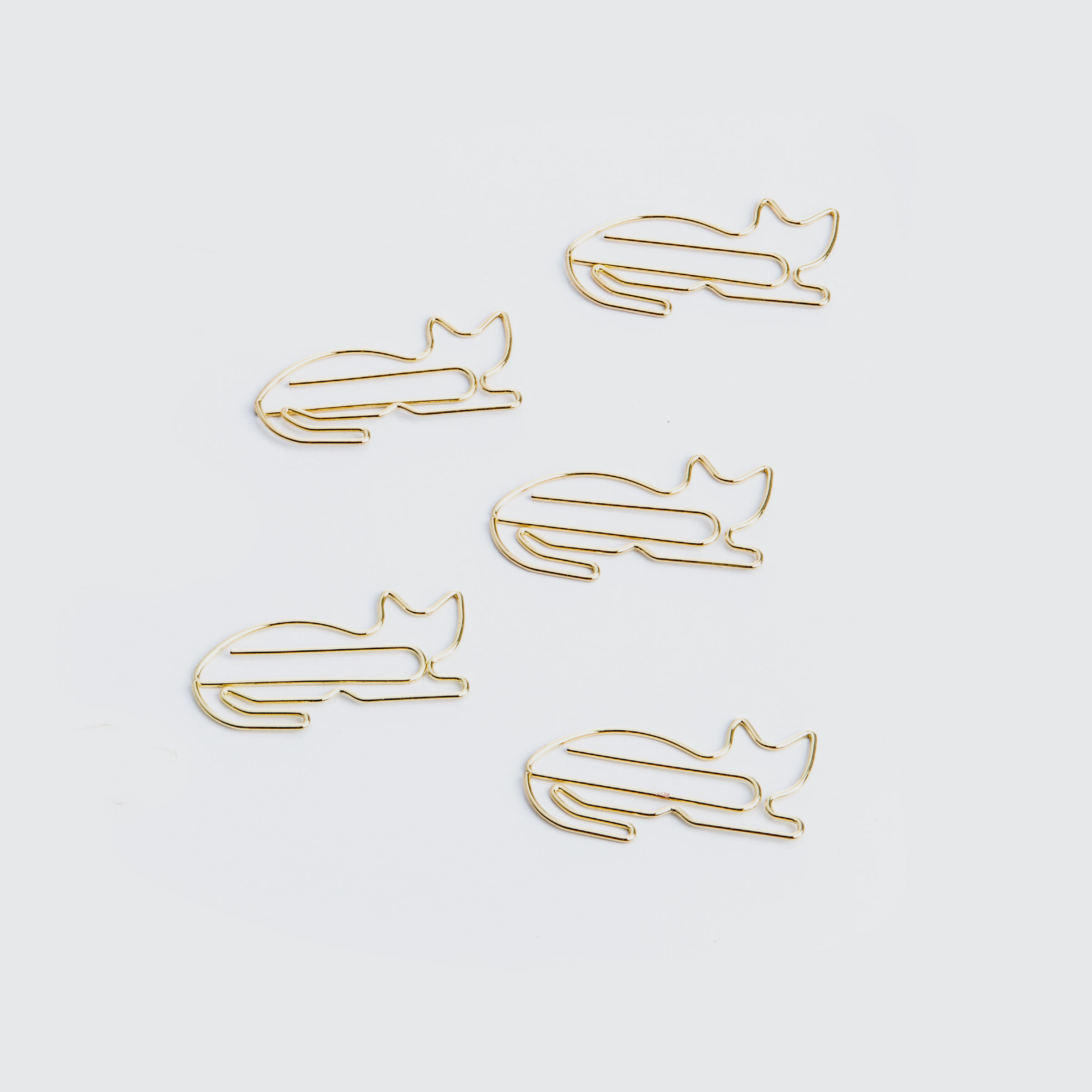 Gold cat shaped paper clips