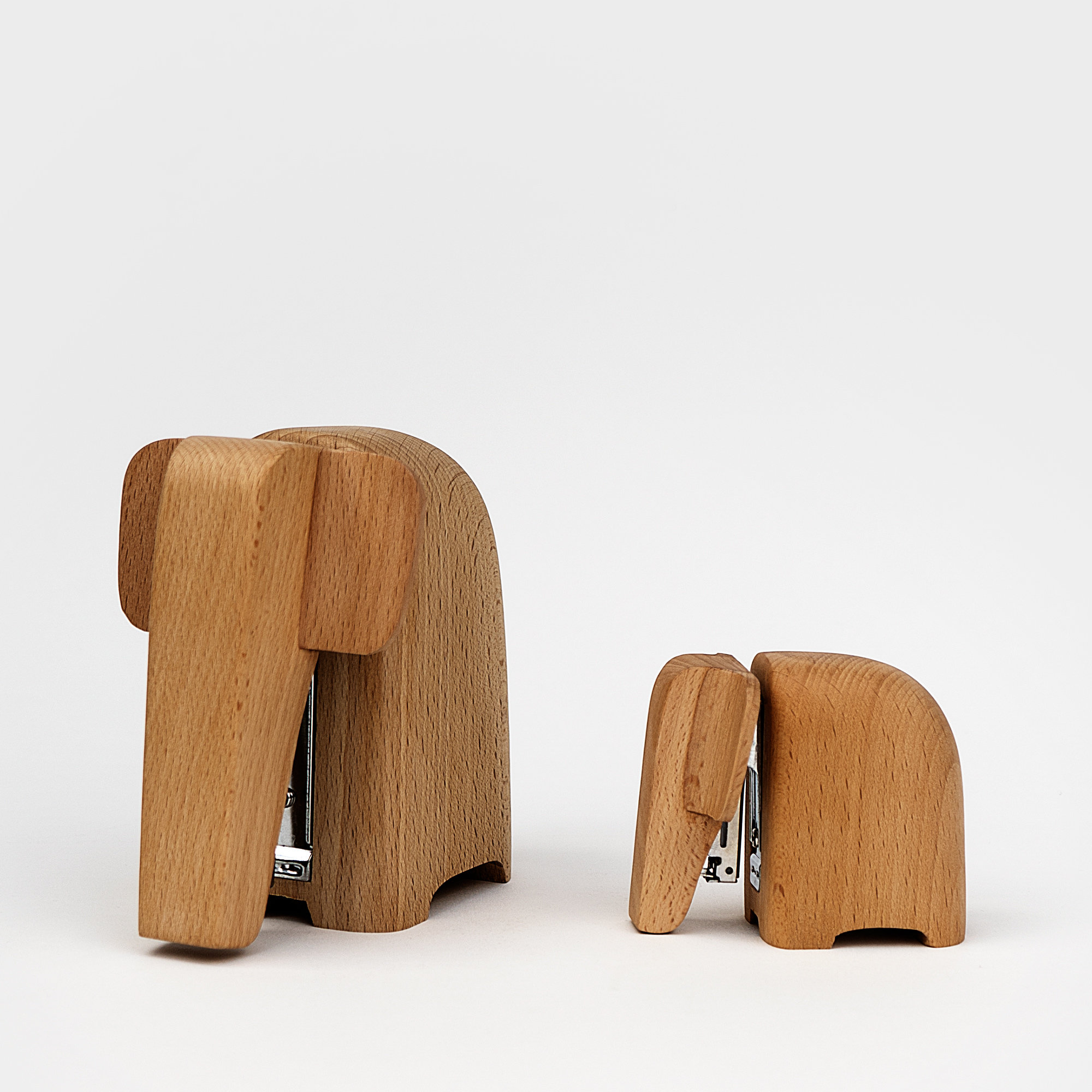 Pair of Wooden Elephant Staplers