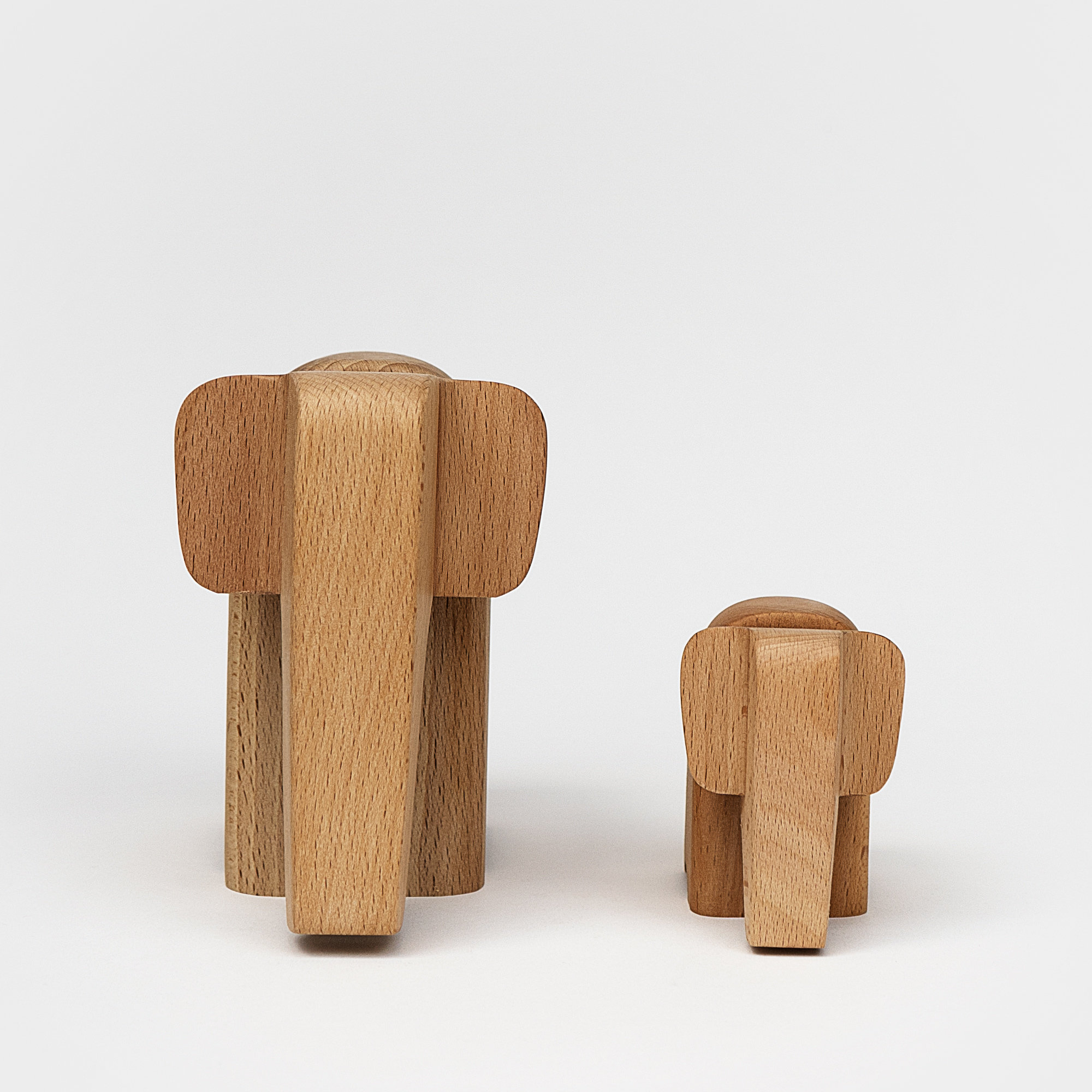 Mama and Baby Wooden Elephants