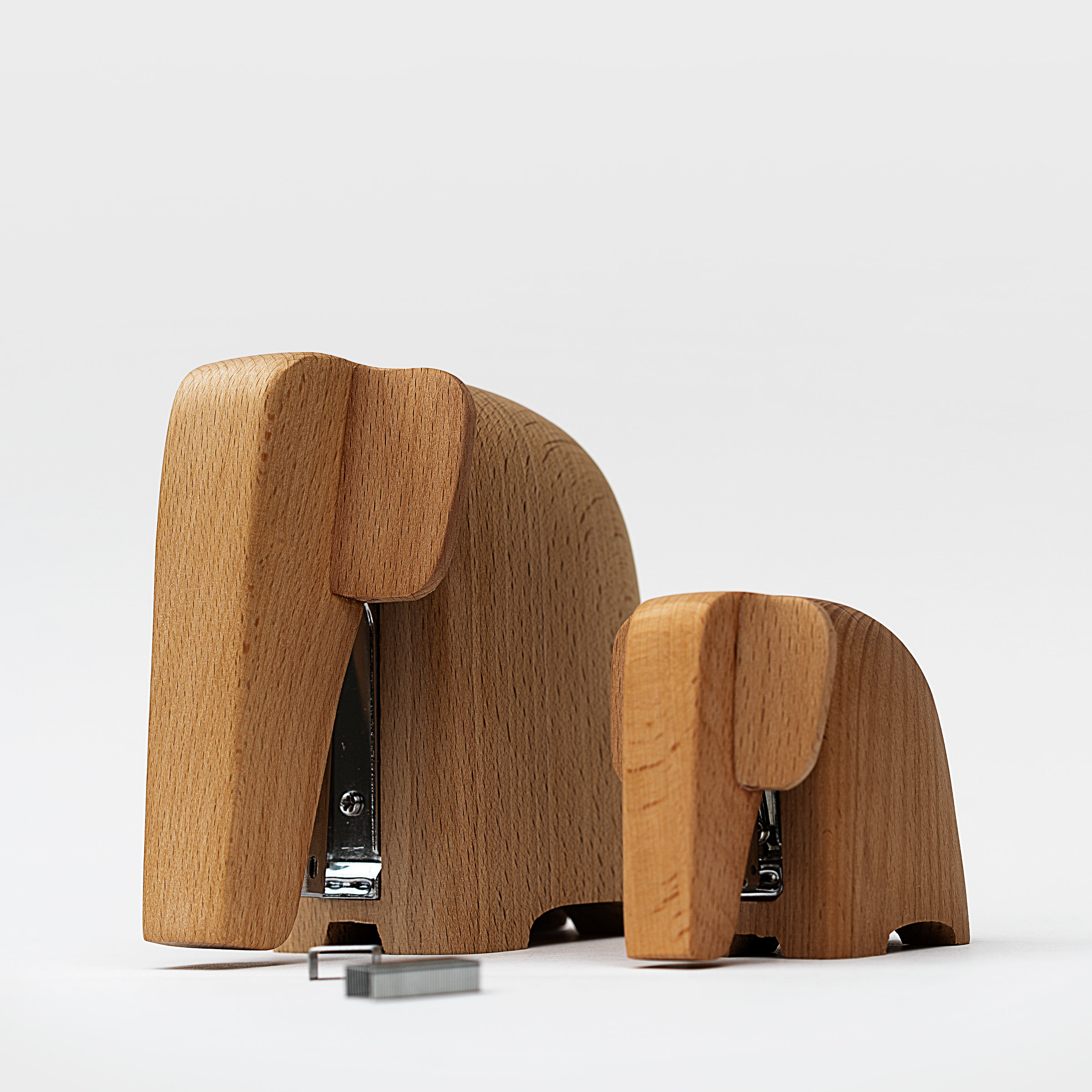 Mother and Child Wooden Elephants
