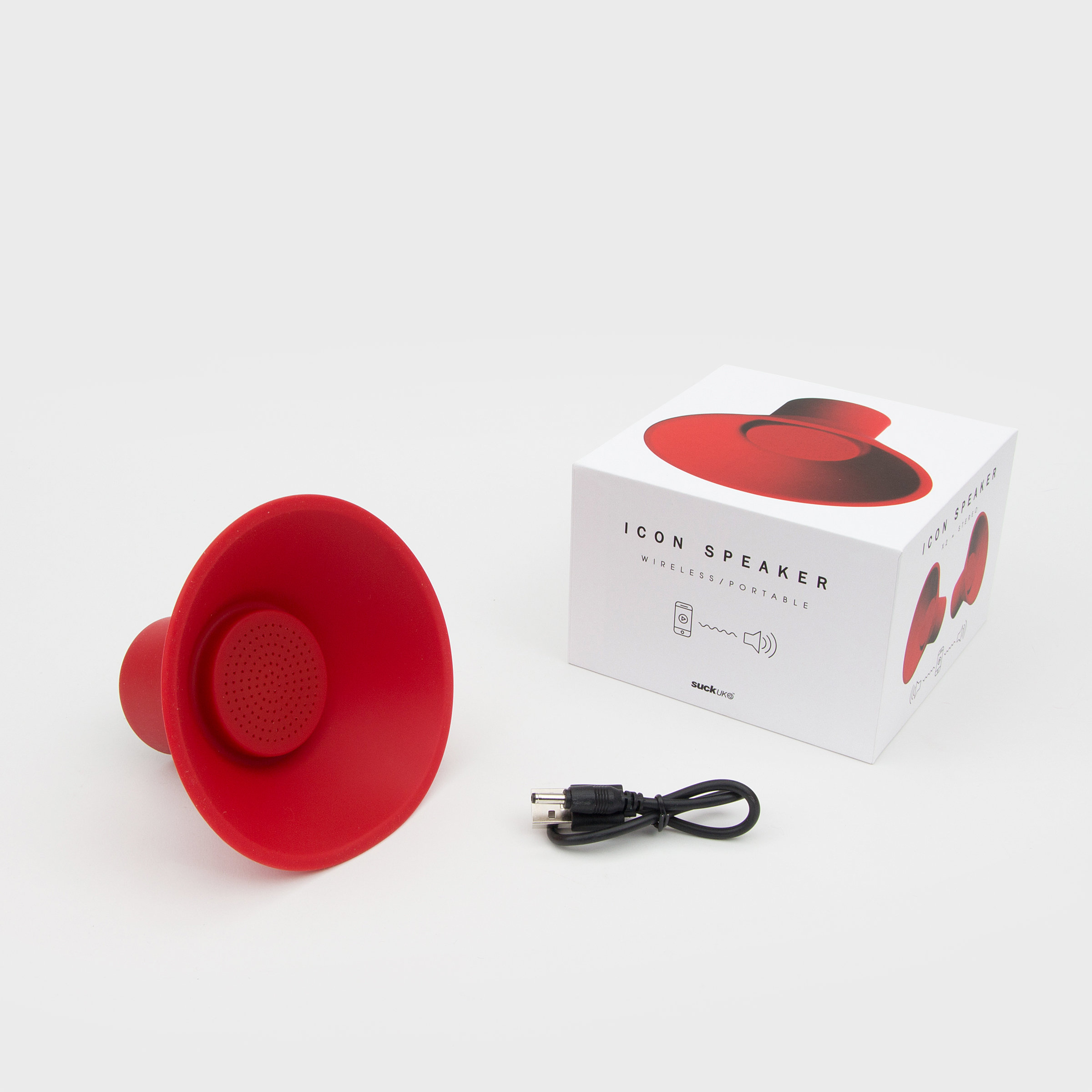 Bluetooth Speaker with Cable and Box in Red Bluetooth Speaker with Cable and Box in Red