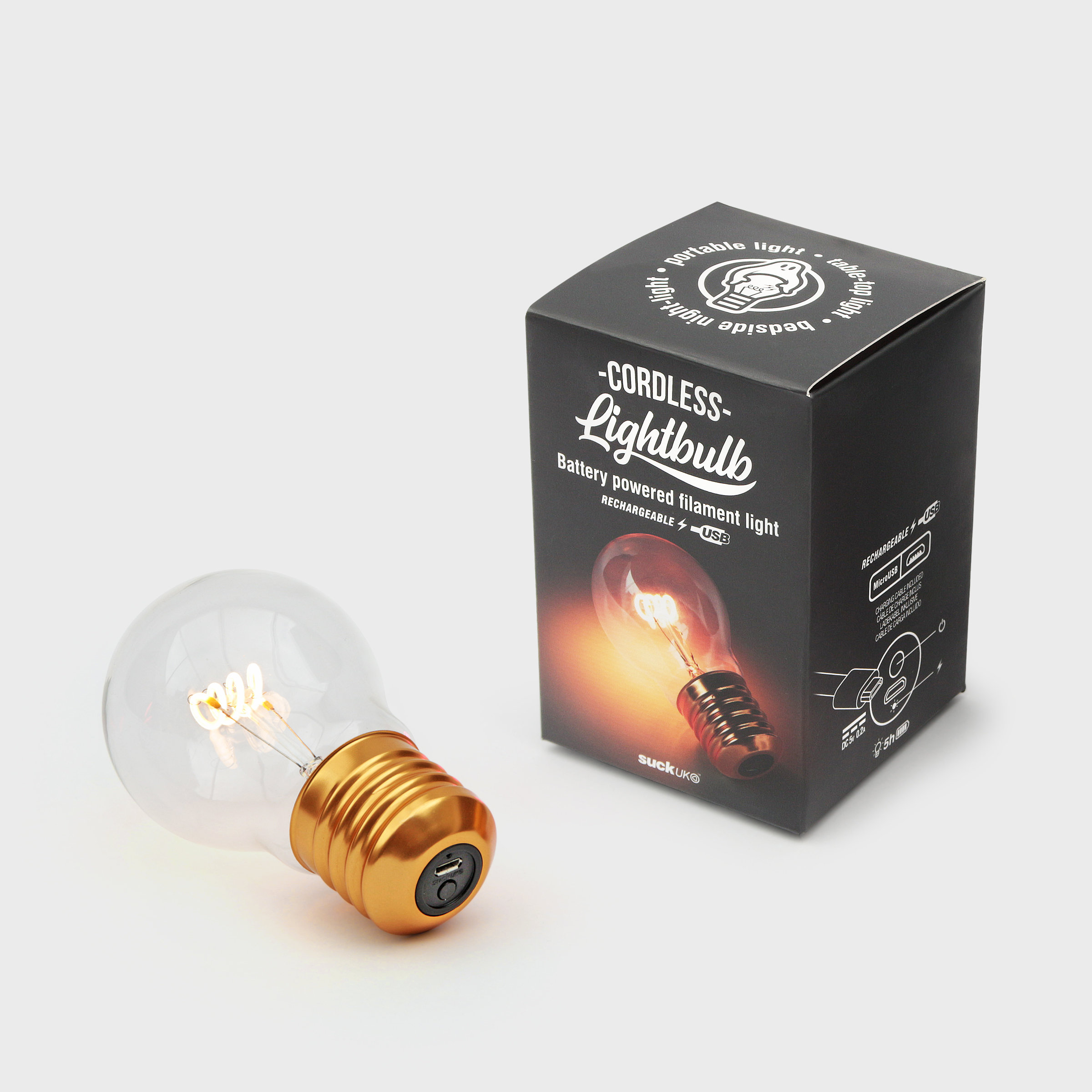 Cordless Lightbulb : Battery powered filament light.