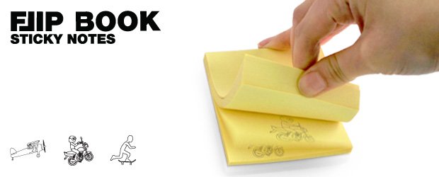 Flip Book Sticky Notes : 100 frames of animation on a note pad.