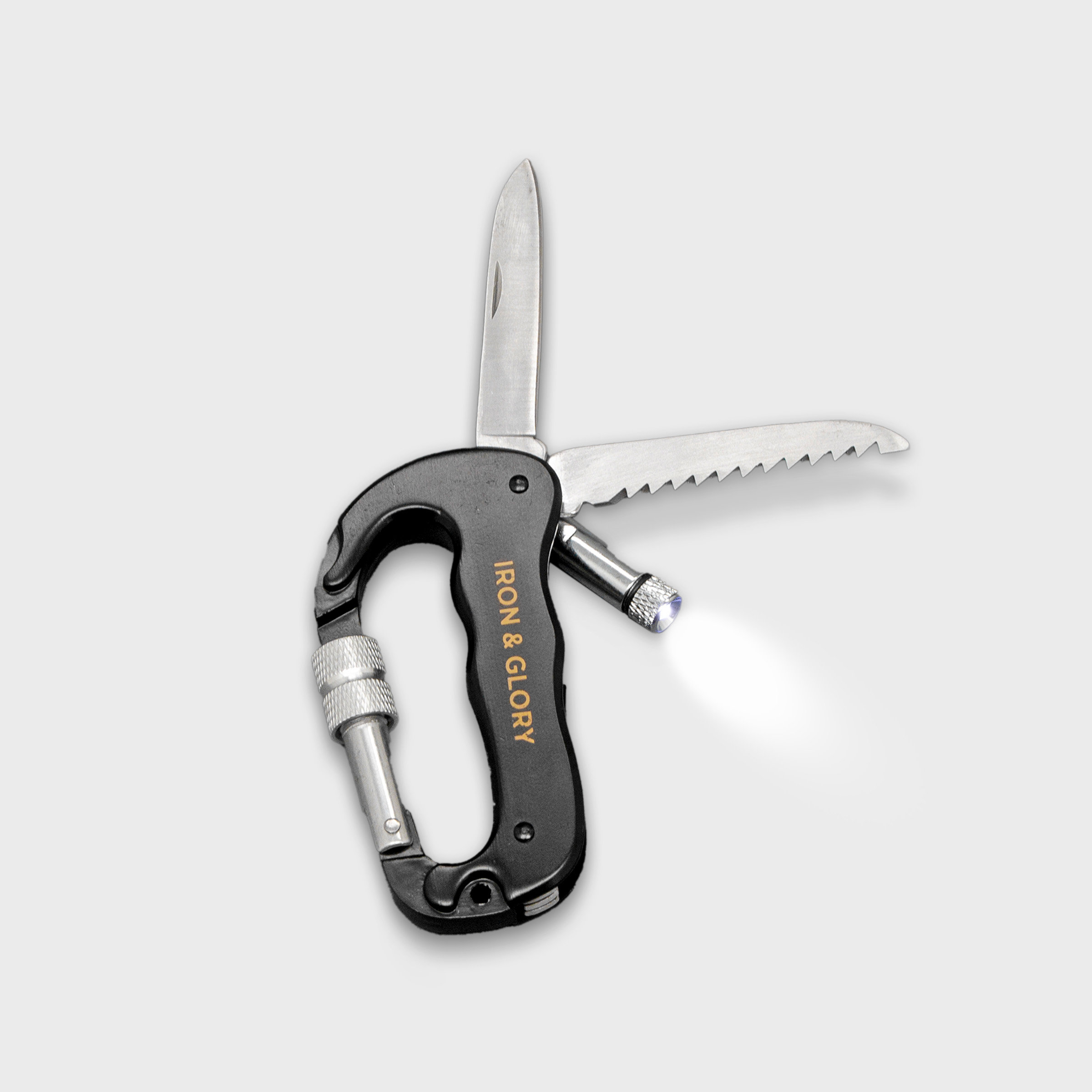 Iron & Glory Carabiner Pocket Knife and torch