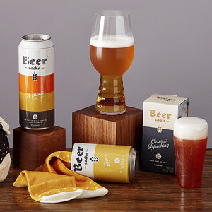 Group shot of award winning beer sock range from luckies
