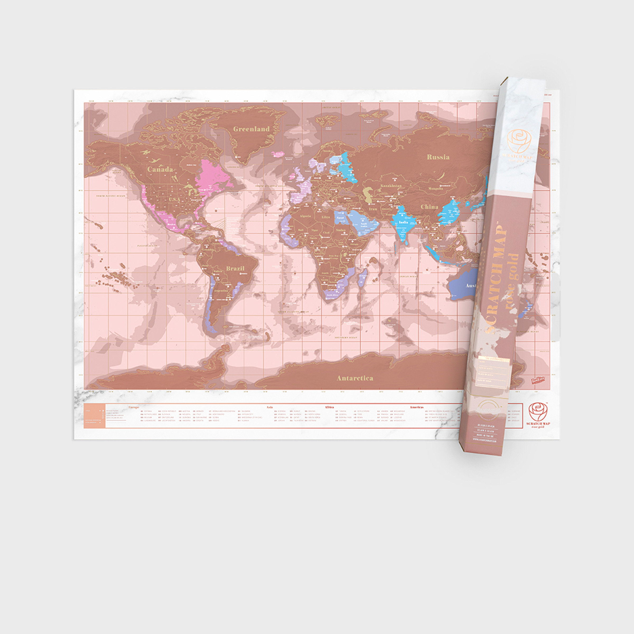 Scratch Map Rose Gold