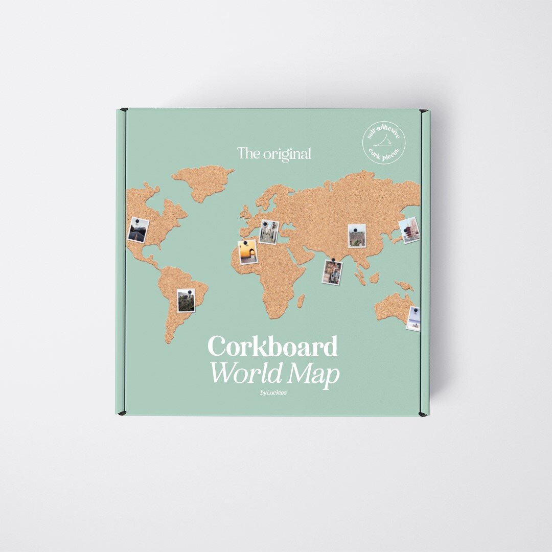 Corkboard Map : Cut-Out World Map Pin Board (Luckies)