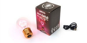 Cordless Lightbulb with Pink Heart Filament - Rechargeable